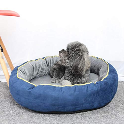 Q-HL Cama para Perros Cuna para Mascotas Cama para Gatos Cama para Gatos y Perros pequeños Forma Redonda u Ovalada Hoyuelo de anidación (Color : Blue, Size : S)