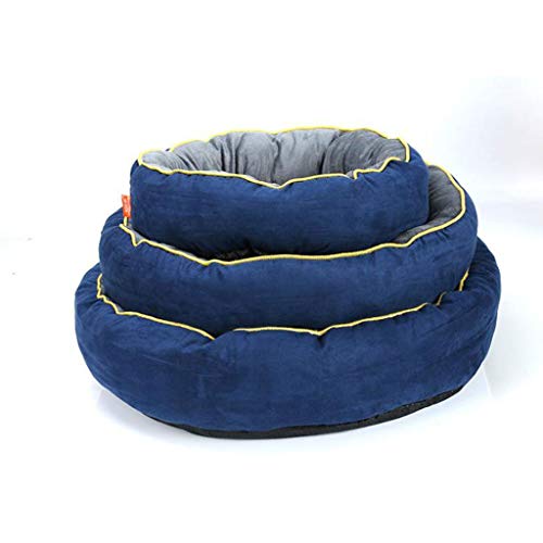 Q-HL Cama para Perros Cuna para Mascotas Cama para Gatos Cama para Gatos y Perros pequeños Forma Redonda u Ovalada Hoyuelo de anidación (Color : Blue, Size : S)