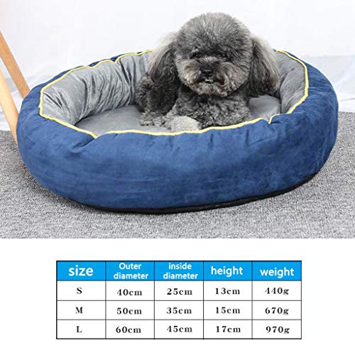 Q-HL Cama para Perros Cuna para Mascotas Cama para Gatos Cama para Gatos y Perros pequeños Forma Redonda u Ovalada Hoyuelo de anidación (Color : Blue, Size : S)