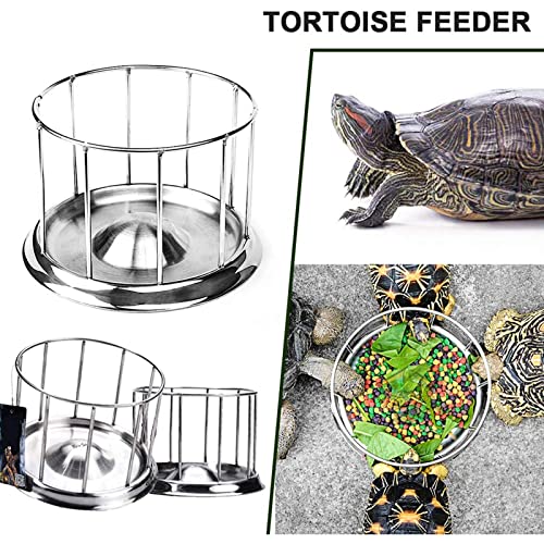 QAVILFLY Alimentador de tortuga, alimentador de tortugas de acero inoxidable, cuenco de alimentación de reptiles, plato de comida de tortugas de acuario, dispensador de bandeja de alimentos (M)