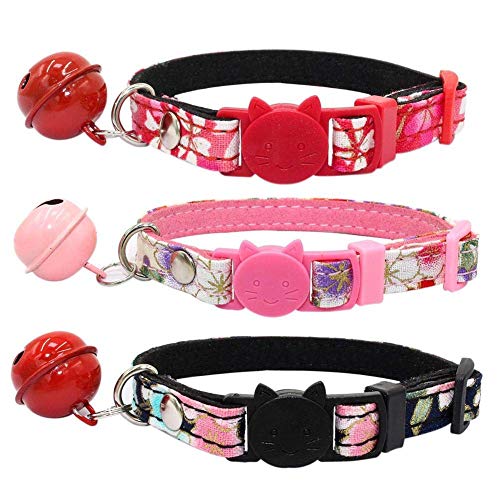 QNMM Collar de Mascota con Campana, Collar de Gato de Seguridad con separación Regalo Agradable de Mascota Regalo Actual Collar de Gato Campana (2 Piezas),Red