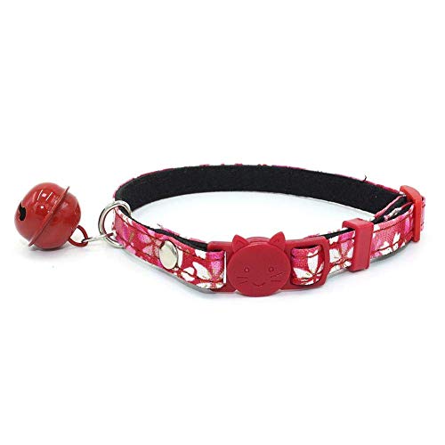 QNMM Collar de Mascota con Campana, Collar de Gato de Seguridad con separación Regalo Agradable de Mascota Regalo Actual Collar de Gato Campana (2 Piezas),Red