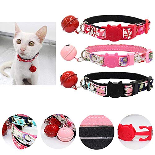 QNMM Collar de Mascota con Campana, Collar de Gato de Seguridad con separación Regalo Agradable de Mascota Regalo Actual Collar de Gato Campana (2 Piezas),Red