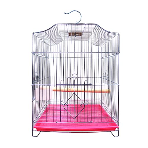 QNMM Jaula para Loros, Jaula Plegable para Pájaros Soporte de Viaje para Pájaros de Hierro Forjado Colgante de Metal con Bandeja de Baño para Pájaros/Comedero/Perchas para Loros Pequeños