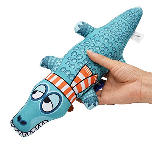 QYWJ 2 Piezas Juguetes para Perros, Squeaky Juguetes de masticación de Perro, Juguete Interactivo de Formas de cocodrilo para Cachorros pequeños medianos Grandes Perros (Azul)