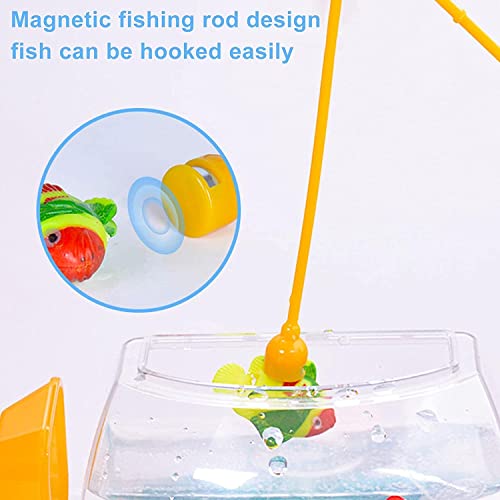 Rahungry Acuario con Pecera, Mini Acuario Artificial con Peces De Plástico Flotantes, Acuario De Juguete para Niños, Experiencia De Alimentación Interactiva para Niños Mayores De 3 Años