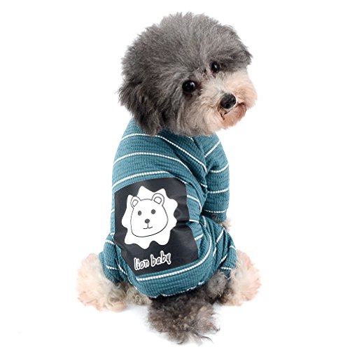 Ranphy Pijamas de Rayas para Perros pequeños, cómodos, con Estampado de león, Ropa para Mascotas, Mono para Cachorros, Gatos, Ropa de Pijama, Camisa para niños, para Interiores