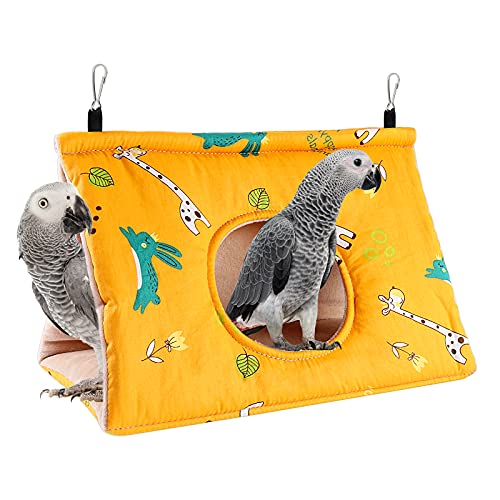 RANYPET Casa de nido de pájaros cálida para invierno – Hamaca de terciopelo, cabañas, jaula de peluche para pájaros, escondite para dormir Fuzzy para cacatúas gris y otros loros Amazonas grande