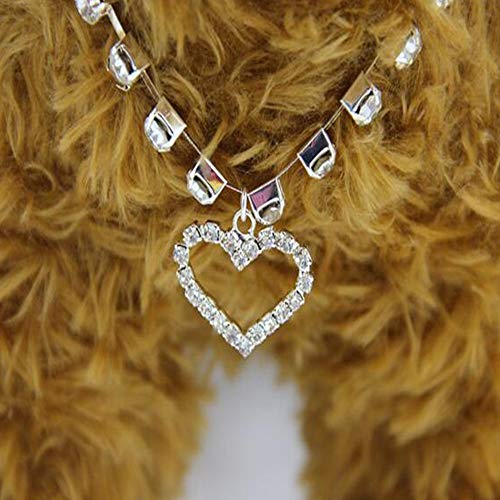 RayMinsino Collar para mascotas con diamantes de imitación de un solo flujo para gatos y perros, joyería ajustable de príncipe y princesa con colgante en forma de corazón