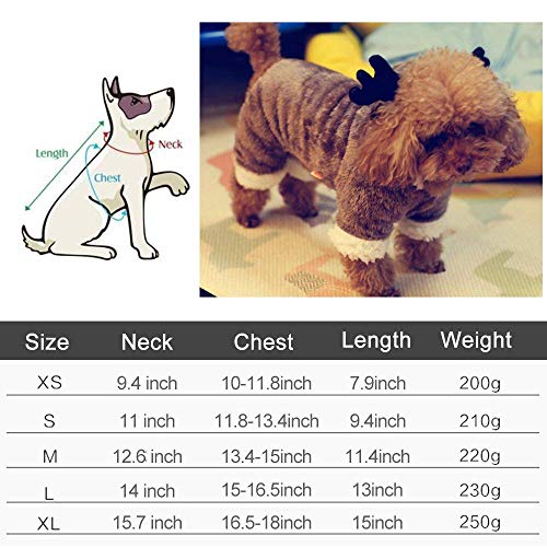 RC GearPro Cute Pet Dog Christmas Elk Costume Puppy Hoodie Coat Ropa para Perros Gatos Soft Coral Velvet Fleece Apparel (S)