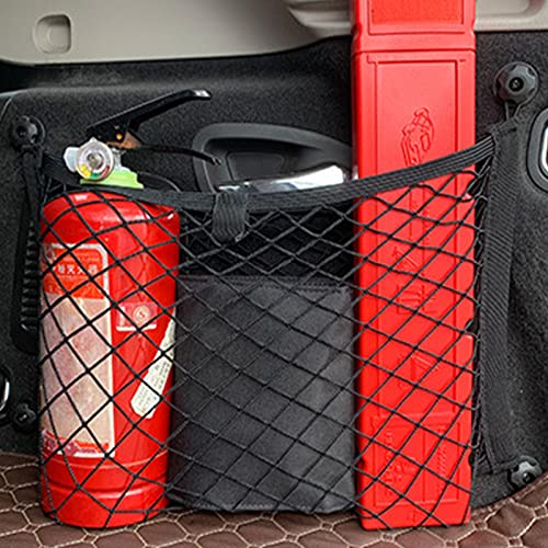 Red de almacenamiento para coche, red de almacenamiento elástica extragrande, organizador de malla para coche, barrera para asiento trasero de mascotas, niños y mascotas, 25 x 45 cm