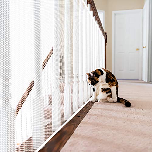 Red de Protección Duradero Red de Seguridad Escaleras Malla Tejida para Escaleras Balcones Terrazas PuertasVentanas Bebé Mascota 2M Blanco