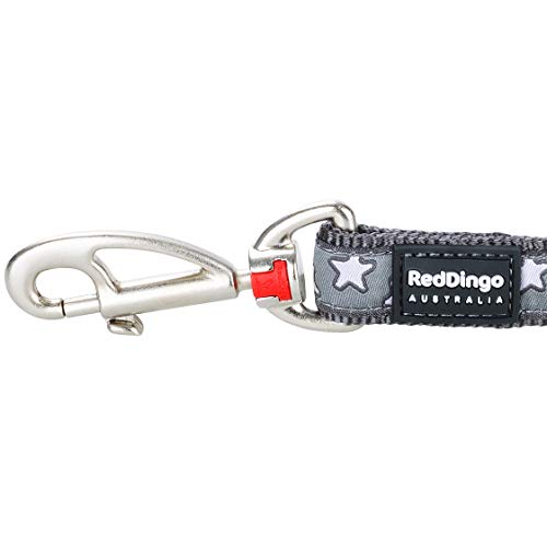 Red Dingo White Star On Grey - Correa para Perro (20 mm x 1,2 m), Color Blanco (L4-ST-GY-20)