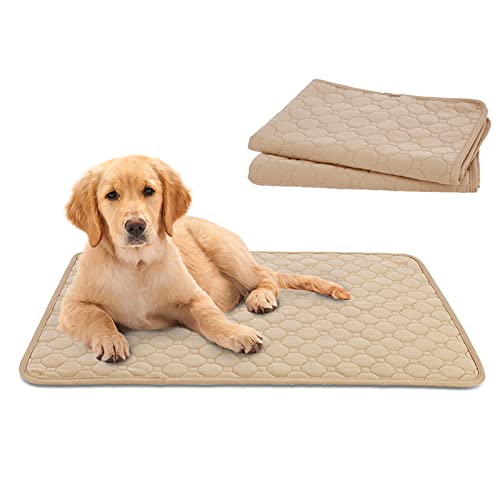 red temp 2 alfombrillas absorbentes higiénicas lavables para perros, almohadillas para adiestramiento del orinal para perros, reutilizables, para cachorros, gatos, conejos (L, caqui)