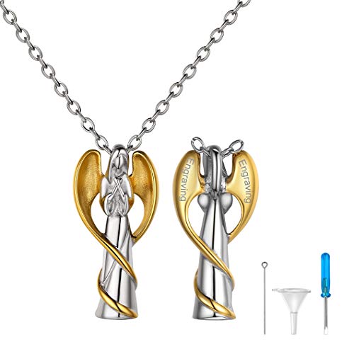 Richsteel Color Oro Virgen Milagrosa Santa María Colgante Guardapelo Locket, Colgantes para Cenizas, Bisutería Joyería para Mujeres Hombres, Acero Inoxidable con baño de Oro Collar