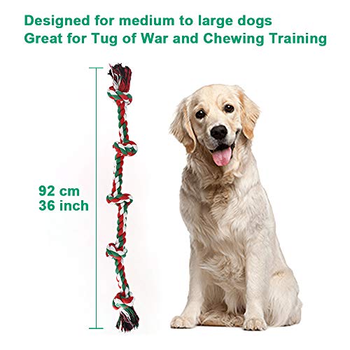 RIO Direct Juguetes de cuerda para perros fuertes y grandes, XXL 91.4 cm, resistente 5 nudos para masticadores agresivos, juguetes de entrenamiento para razas grandes, perros y limpieza de dientes