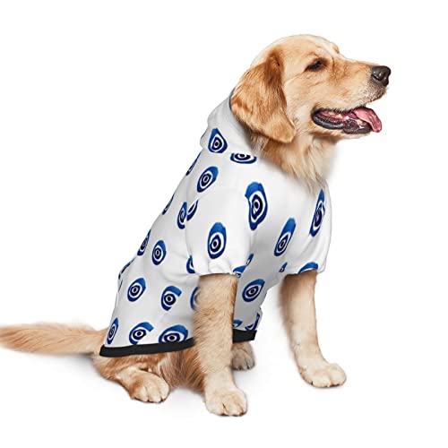 Ropa de perro con capucha para perro con estampado de ojos malvados, sudadera de invierno mediana y grande