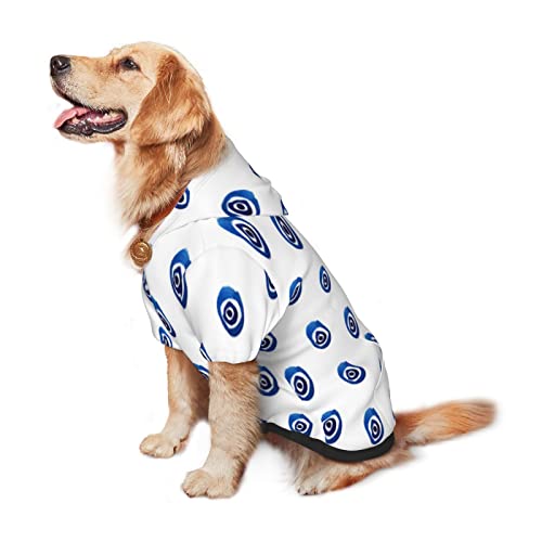 Ropa de perro con capucha para perro con estampado de ojos malvados, sudadera de invierno mediana y grande