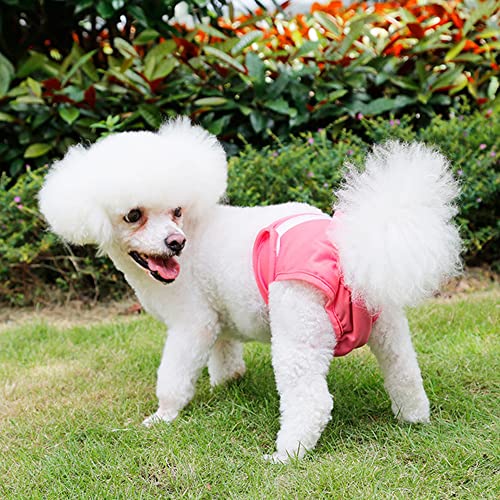 Ropa interior para perros Pantalones sanitarios reutilizables de algodón para mascotas, pantalones transpirables para cachorros, pantalones fisiológicos, ropa interior (rosa, mediano)