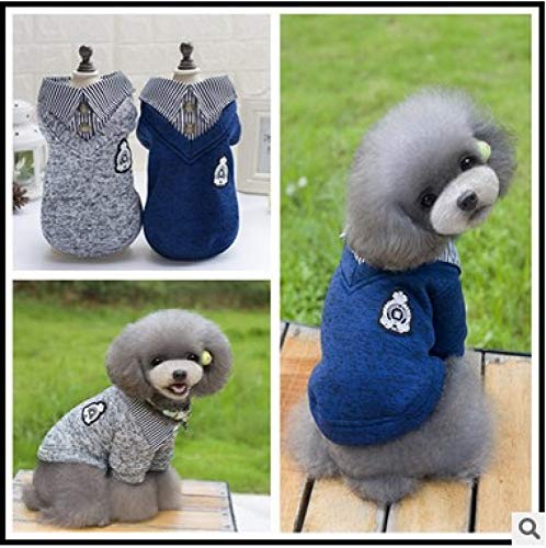 Ropa para perros, abrigos para mascotas pequeñas/suéter para cachorros/cálido Plus Velvet ropa para perros ropa de ocio para mascotas pequeñas para otoño/invierno, azul XL