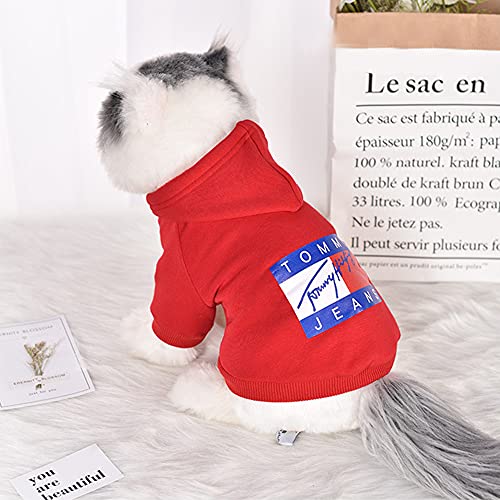 Ropa Perro pequeño, Sudadera con Capucha de Moda, Ropa Chihuahua, Abrigo Perro Adecuado para Perros pequeños Gatos (M Rojo)