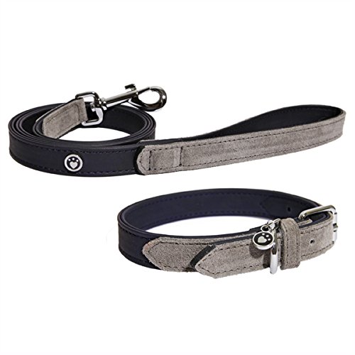 Rosewood Collar de Perro de Cuero de Lujo, 12-16 Pulgadas, Suave al Tacto Azul Marino