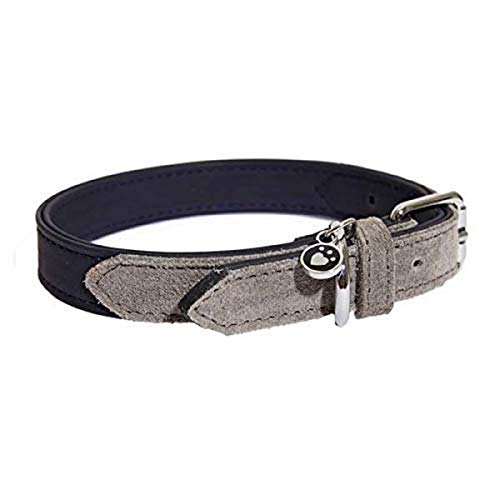 Rosewood Collar de Perro de Cuero de Lujo, 12-16 Pulgadas, Suave al Tacto Azul Marino