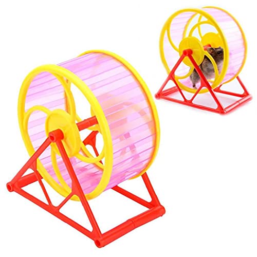 RRunzfon Hamster Running Wheel Pey Pet Fitness Silent Spinner Deportes Juguete con Soporte Color Aleatorio, Vent Spoof Toys