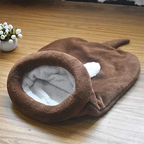 Ruankenshop Cama Gato Cueva Cama Gato De Peluche Cama del Perro Mascota Cueva Cama de Gato con Orejas de Conejo Camas para Perros Gatito Cama Brown,Large