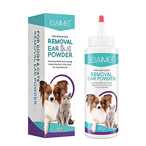 Runsmooth Polvo para desplumar Mascotas de 30 g, Polvo Limpiador de oídos para Mascotas, Polvo Profesional fácil de Usar para Limpiar Las Orejas de Perros y Gatos Reduce el Movimiento de la Cabeza