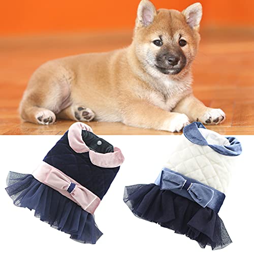 Rutaqian Vestido para Mascota, Vestido De Otoño Invierno, Falda De Tela con Cuello De Muñeca, Dobladillo De Hilo De Red, Falda De Princesa Perrito Azul Real SG