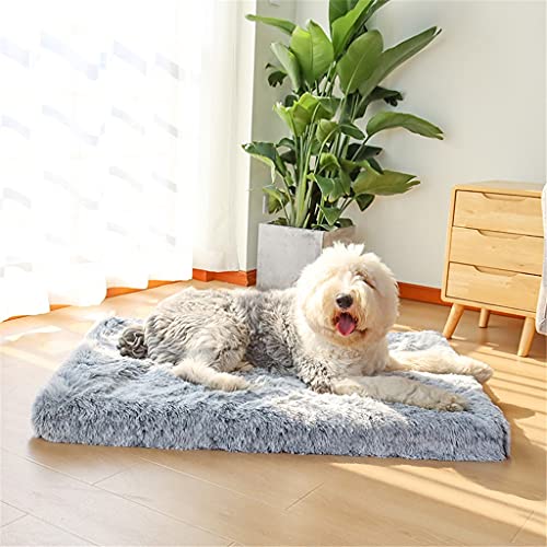 RZZSJ Cama rectangular de espuma para perros y gatos ultra felpa. Funda extraíble para mascotas para perros pequeños y grandes (color: B, tamaño: XXL-120x80x10cm)