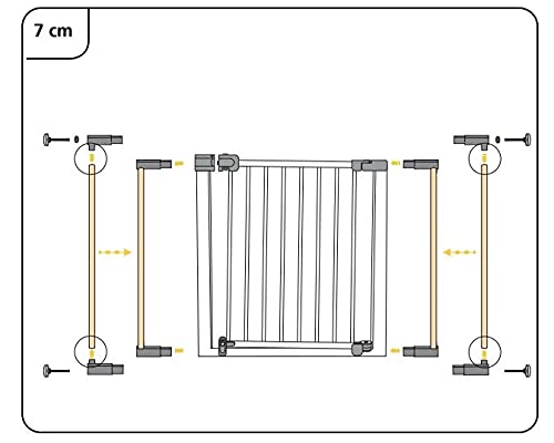 Safety 1st Flat Step Barrera escalera para niños  y mascotas,  Puerta de seguridad con Barra inferior muy delgada reduce el riesgo de tropiezos, 73- 80 cm, color blanco