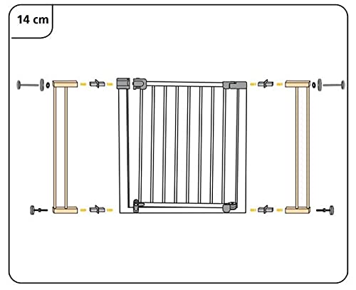 Safety 1st Flat Step Barrera escalera para niños  y mascotas,  Puerta de seguridad con Barra inferior muy delgada reduce el riesgo de tropiezos, 73- 80 cm, color blanco