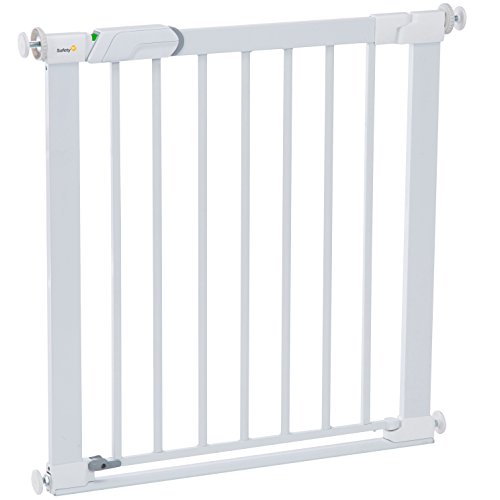 Safety 1st Flat step Barrera escalera para niños y mascotas, Puerta de seguridad con Barra inferior muy delgada reduce el riesgo de tropiezos, 73-80 cm sin extensiones, Metal, color blanco