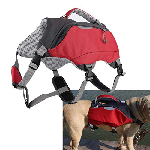 SALUTUY Mochila para Perros, Chaleco Salvavidas para Perros 2 en 1 Bolsa de sillín Mochilas de Viaje con Anillo en D Diseño ergonómico,Bolsa de Entrenamiento Transpirable(M)