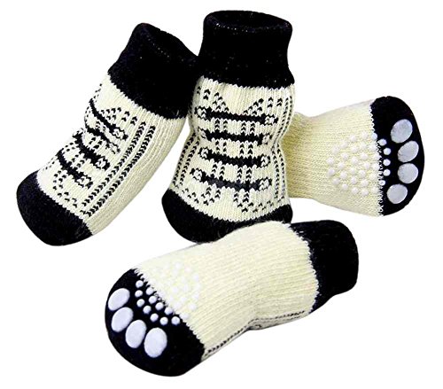 SAMGU Perro Calcetines Antideslizantes para Mascotas Gato Perrito Doméstico Animal Color Blanco Size X-Large