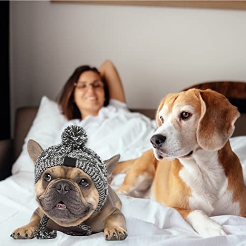 Sanfiyya Gorro De Invierno para Perros con Agujeros para Las Orejas Y Borla Larga para Proteger del Ruido Gris S