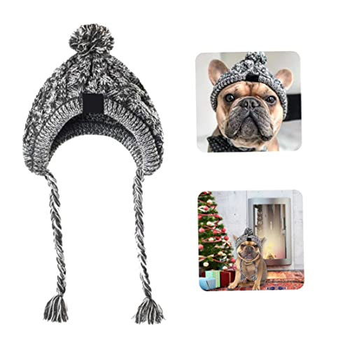 Sanfiyya Gorro De Invierno para Perros con Agujeros para Las Orejas Y Borla Larga para Proteger del Ruido Gris S