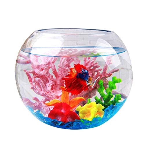 sararui Pecera Tanque de Peces de Cristal Creativo Tanque Redondo esférico Goldfish Bowl Decoración de Escritorio Tanque de Peces Transparente Pecera Pequeña (Size : S)