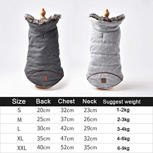 saxz El Abrigo para Perros Más Cálido, Ropa para Mascotas Chaqueta De Chaleco De Lana Cálida para Cachorros De Invierno Al Aire Libre(Color:Gris,Size:Medio)