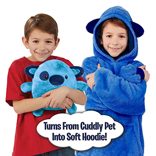 Segorts Huggle Pets - Sudadera con capucha, diseño de animales de peluche que se convierten en una sudadera con capucha de gran tamaño, jersey de albornoz de pijama de talla única, azul, Taille unique