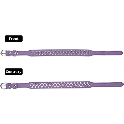 SEKAYISORE Collar de perro ajustable con tachuelas, de piel de microfibra con pinchos para cachorros, collar antimordeduras para perros pequeños, medianos y grandes, morado XS