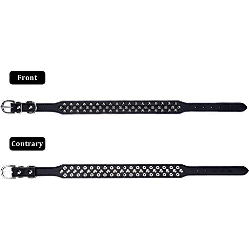 SEKAYISORE Collar de perro ajustable con tachuelas, de piel de microfibra con pinchos para cachorros, collar antimordeduras para perros pequeños, medianos y grandes, negro XS