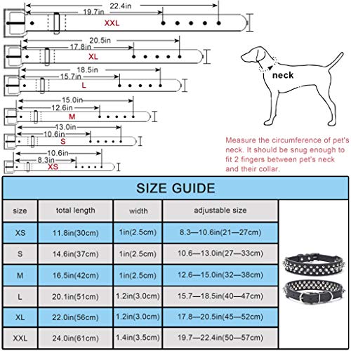 SEKAYISORE Collar de perro ajustable con tachuelas, de piel de microfibra con pinchos para cachorros, collar antimordeduras para perros pequeños, medianos y grandes, negro XS