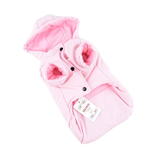 SELMAI Abrigos para Perros Pequeños Yorkshire Terrier Chihuahua Ropa Invierno Chaqueta para Gatos Mascotas de Forro Polar para Perrito 2 Piernas A Prueba de Viento Resistente al Clima frío Rosa XXL