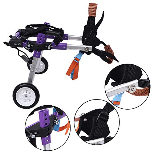 Semiter Regalo de verano Coche de Paseo asistido por Perro, Silla de Ruedas Doble de Aluminio púrpura para Mascotas, Perro discapacitado para Mascota Pata Trasera(Purple, Second Round XS)