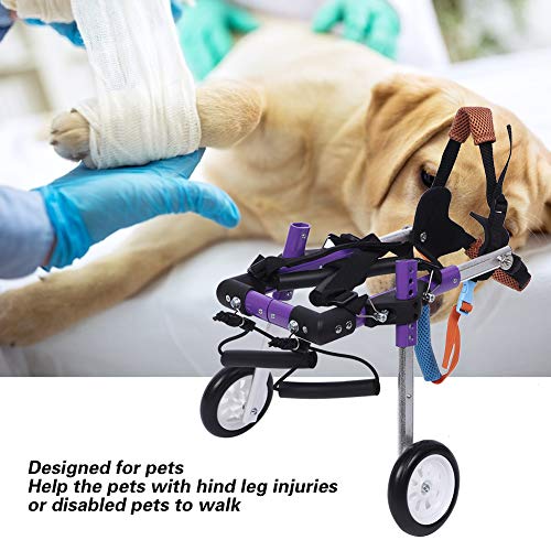 Semiter Regalo de verano Coche de Paseo asistido por Perro, Silla de Ruedas Doble de Aluminio púrpura para Mascotas, Perro discapacitado para Mascota Pata Trasera(Purple, Second Round XS)