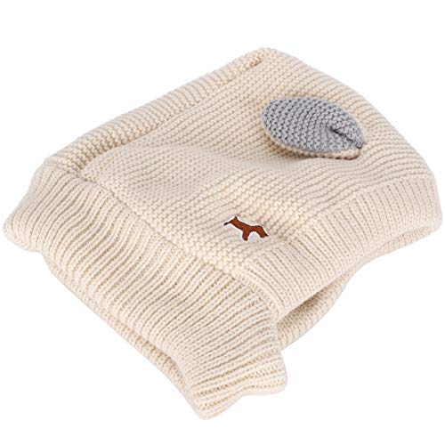 Semiter 【Venta del día de la Madre】 Gorro para Perro de Ganchillo, Gorro de Punto cálido para Perro con Forma Hermosa, para Gorro para Mascotas(Beige)