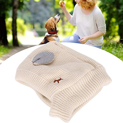 Semiter 【Venta del día de la Madre】 Gorro para Perro de Ganchillo, Gorro de Punto cálido para Perro con Forma Hermosa, para Gorro para Mascotas(Beige)